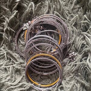 Elegant Silver and Gold Bangle Set